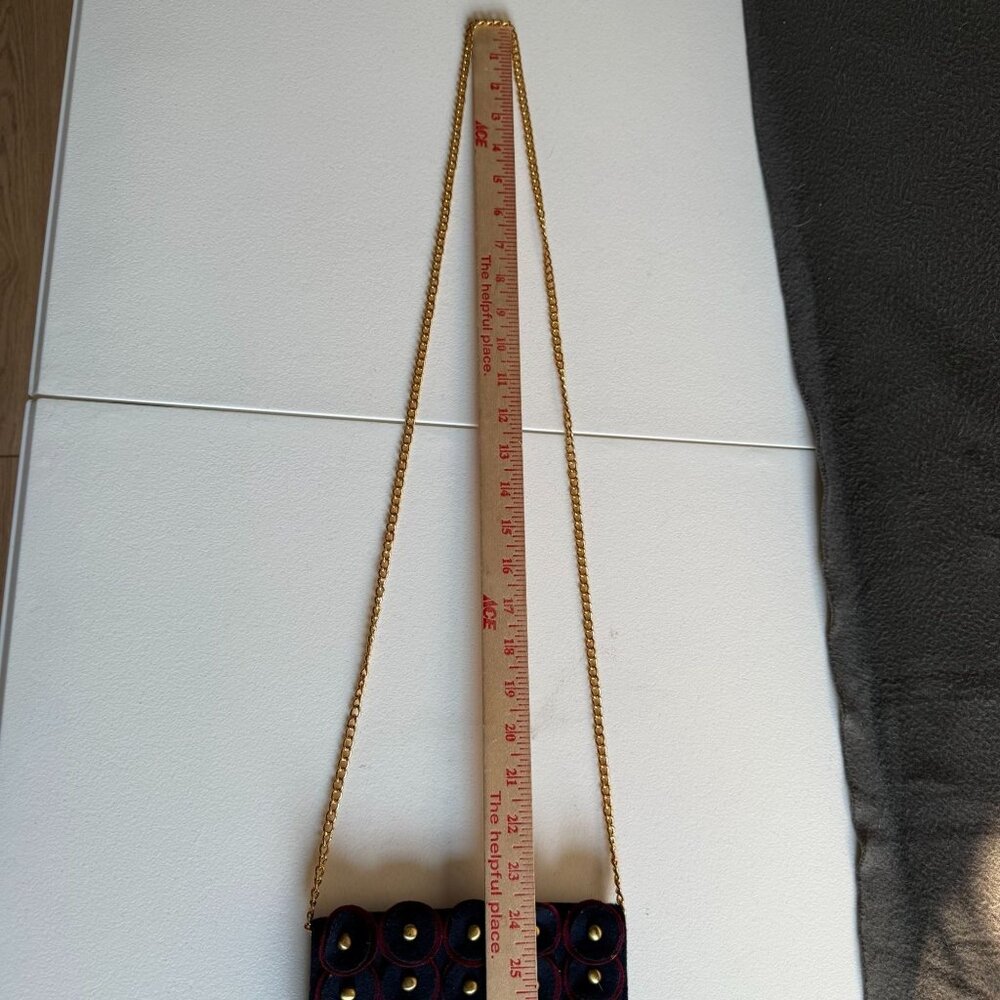 NWT Shiraleah of Chicago Mini Clutch Crossbody Bag Women's Blue Burgundy - Picture 3 of 8